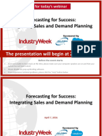 Webinar Slides Forecasting For Sucess - Integrating Sales and Demand Planning