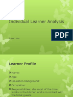 Individual Learner Profile for Hotel Worker Jose Luis