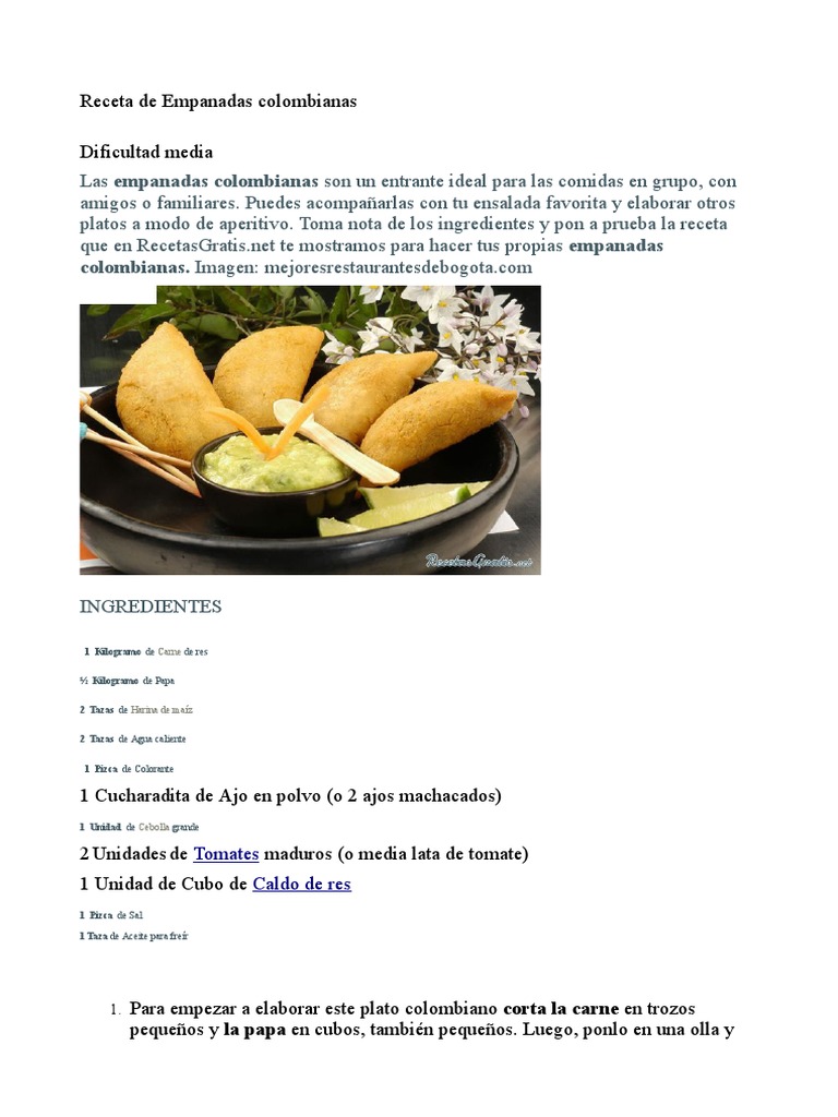 Empanadas Colombianas | PDF | Caldo | El plastico