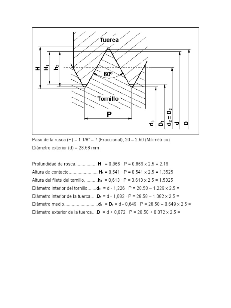 Cálculo de Profundidad de Rosca Metrica | PDF