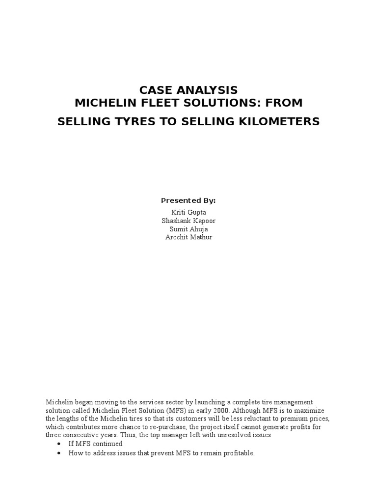 Michelin Fleet Solutions Case Study | PDF | Sales | Profit (Economics)