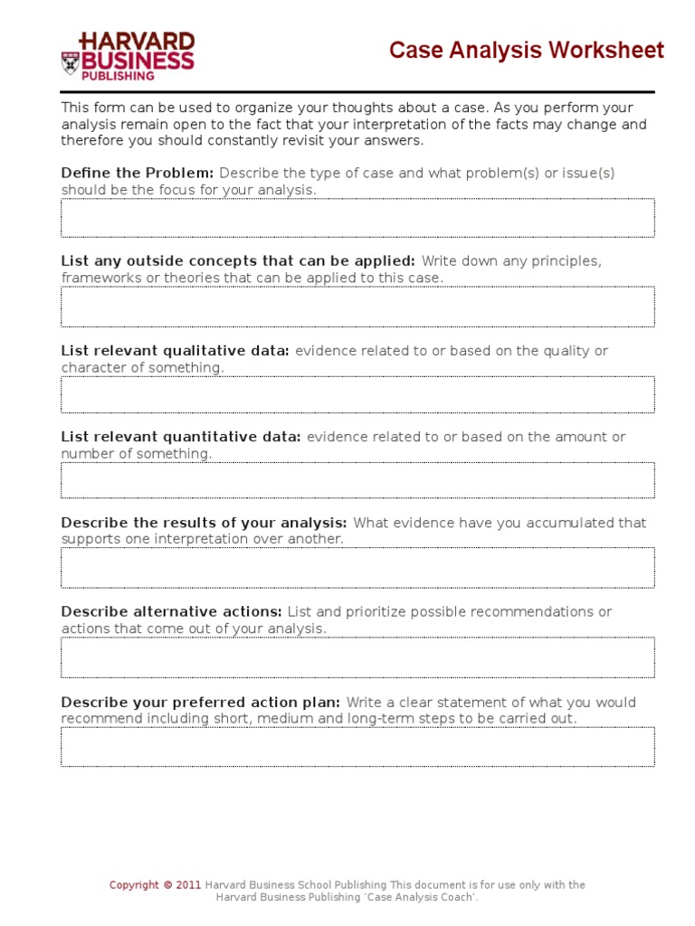HBP Case Analysis Worksheet | PDF | Qualitative Research | Science