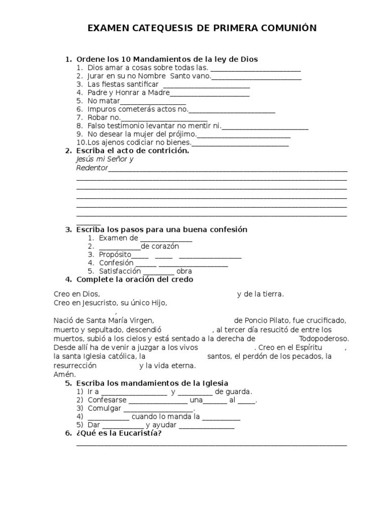 Catequesis Primera Comunion