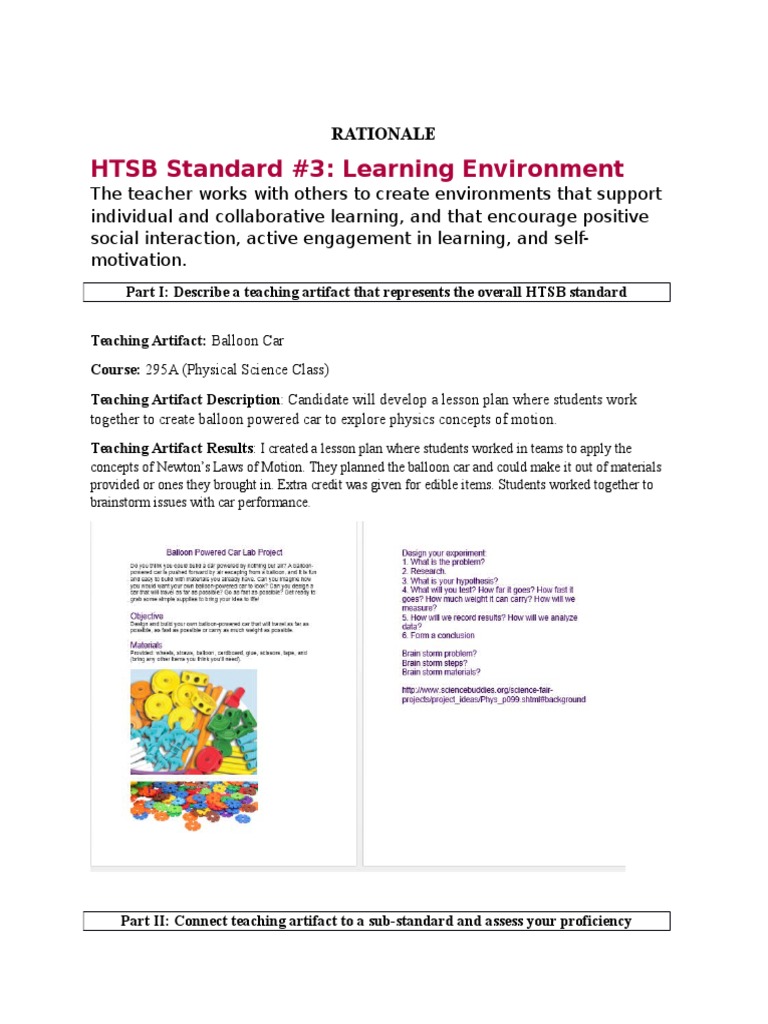 Rationale 13 HTSB Standard 3b | PDF | Lesson Plan | Rubric (Academic)
