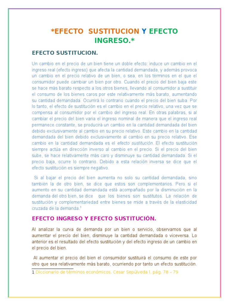 Efecto Sustitución e Ingreso en Demanda | PDF | Precios | Teorías ...