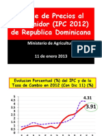 Indice Precios Consumidor Rep. Dominicana, 2012