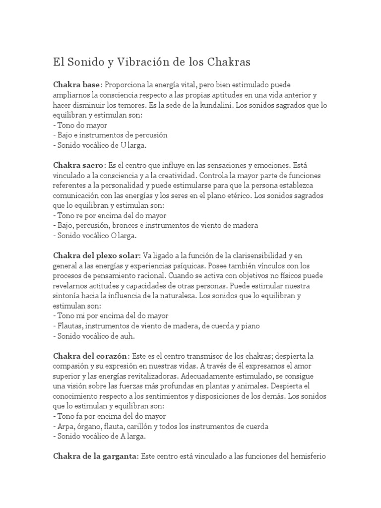 El Sonido y Vibración de Los Chakras | PDF | Chakra | Sonido