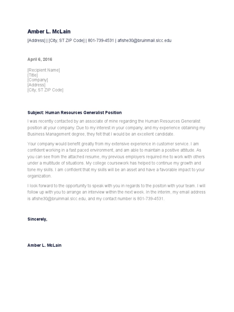 Cover Letter 2 | PDF