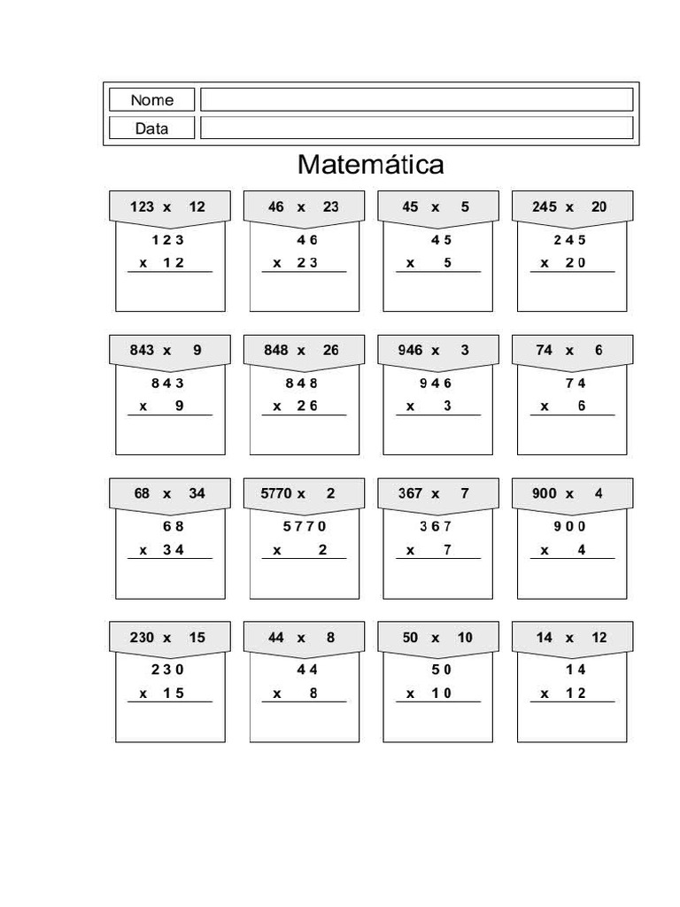 Contas de Multiplicação | PDF