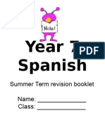 Year 7 Spanish Summer Revision Booklet 2010