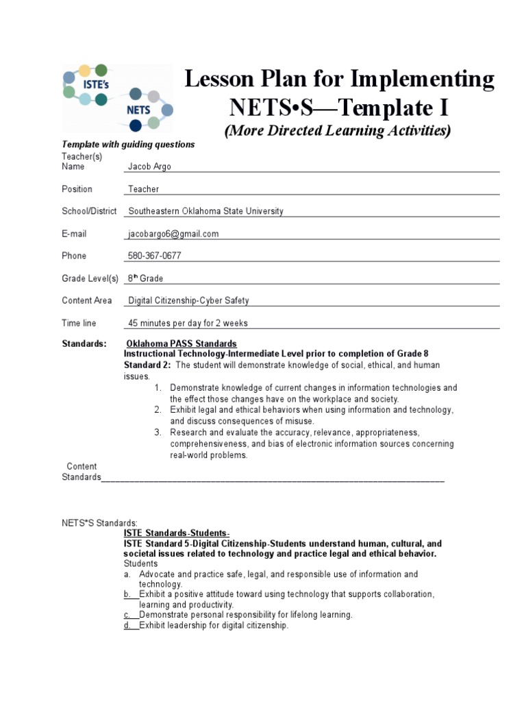 Lesson Plan-Nets-Module 1-dr Jensen | PDF | Educational Assessment ...