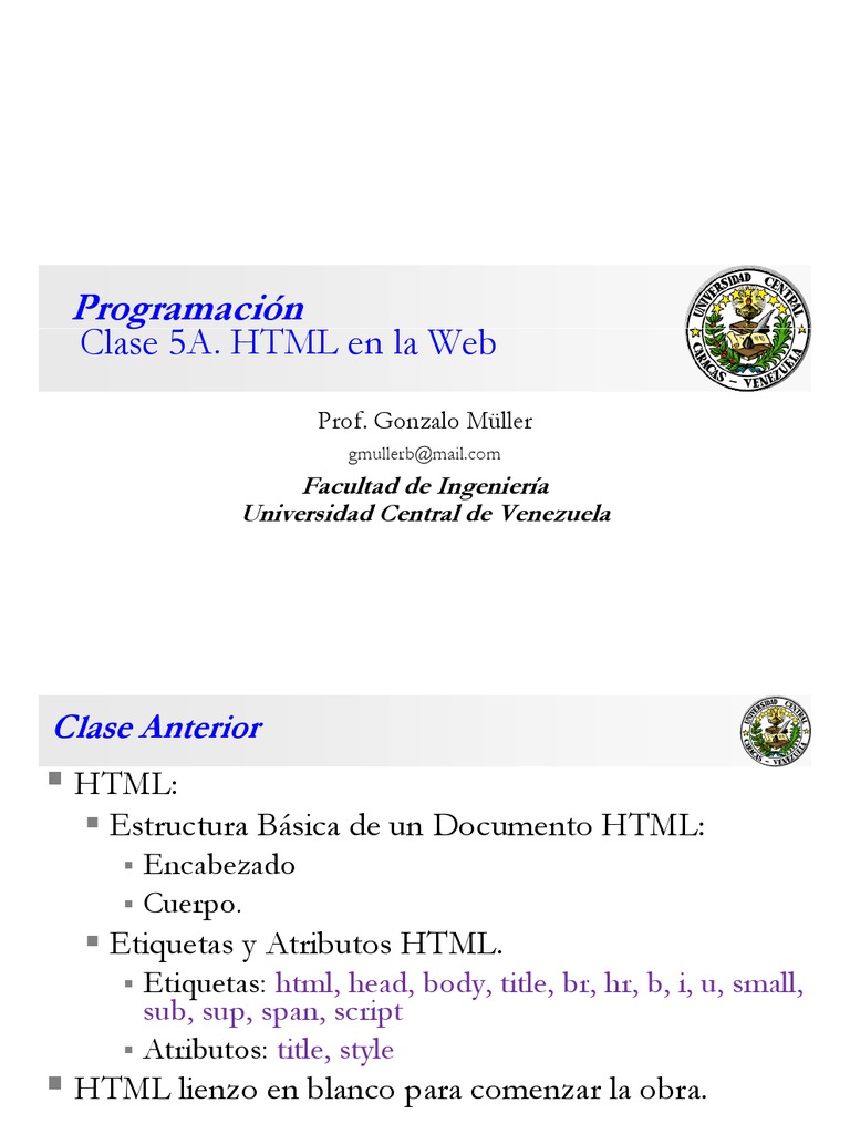 Clase Programación 5 A | PDF | Hipervínculo | HTML