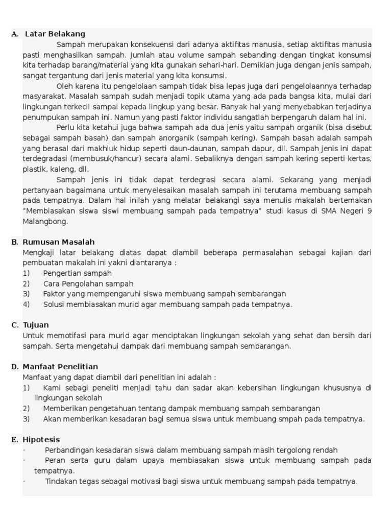 Contoh Proposal Penelitian Siswa