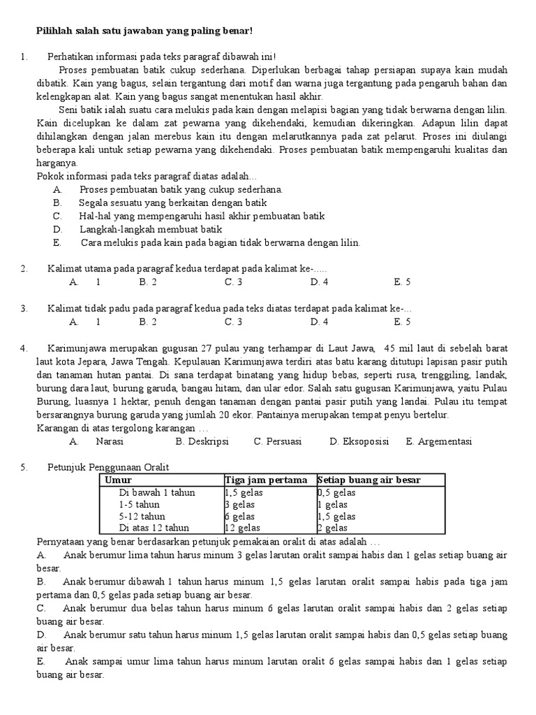 27+ Contoh Soal Bahasa Indonesia Tentang Kalimat Yang
