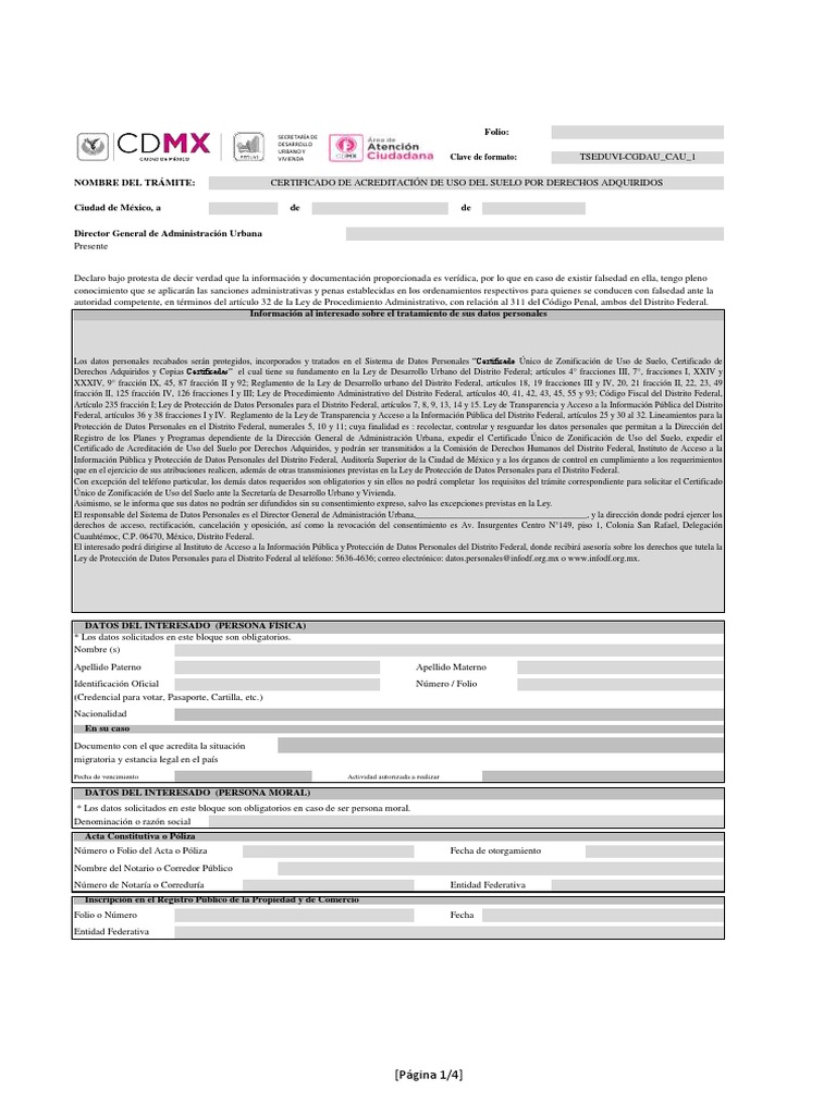 Formato De Uso De Suelopdf Privacidad De La Información Ciudad De