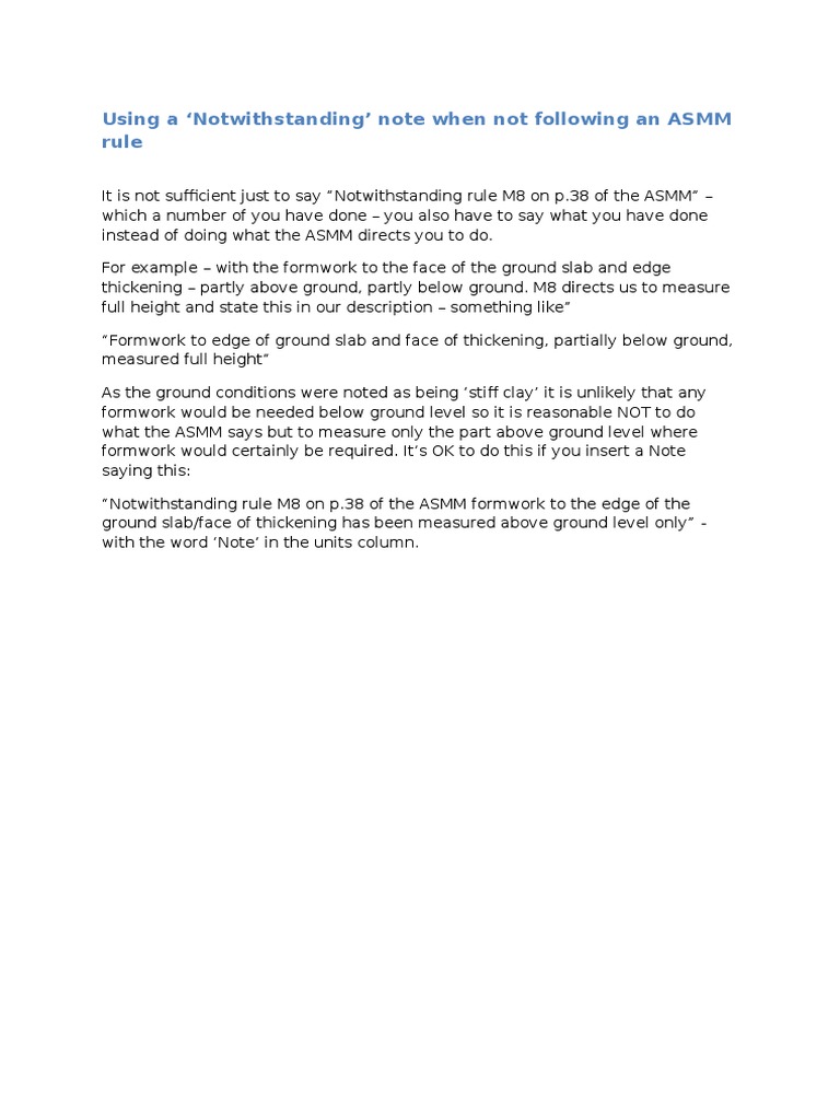 Using A Notwithstanding' Note When Not Following An ASMM Rule | PDF ...