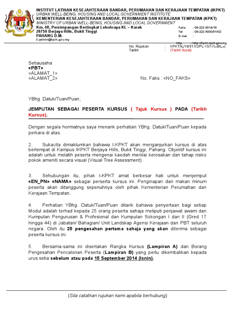 Surat Jemputan Peserta