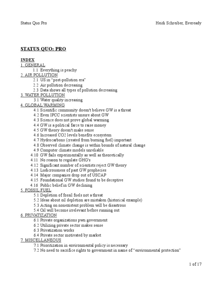 Status Quo Pro HS | PDF | Air Pollution | Greenhouse Effect