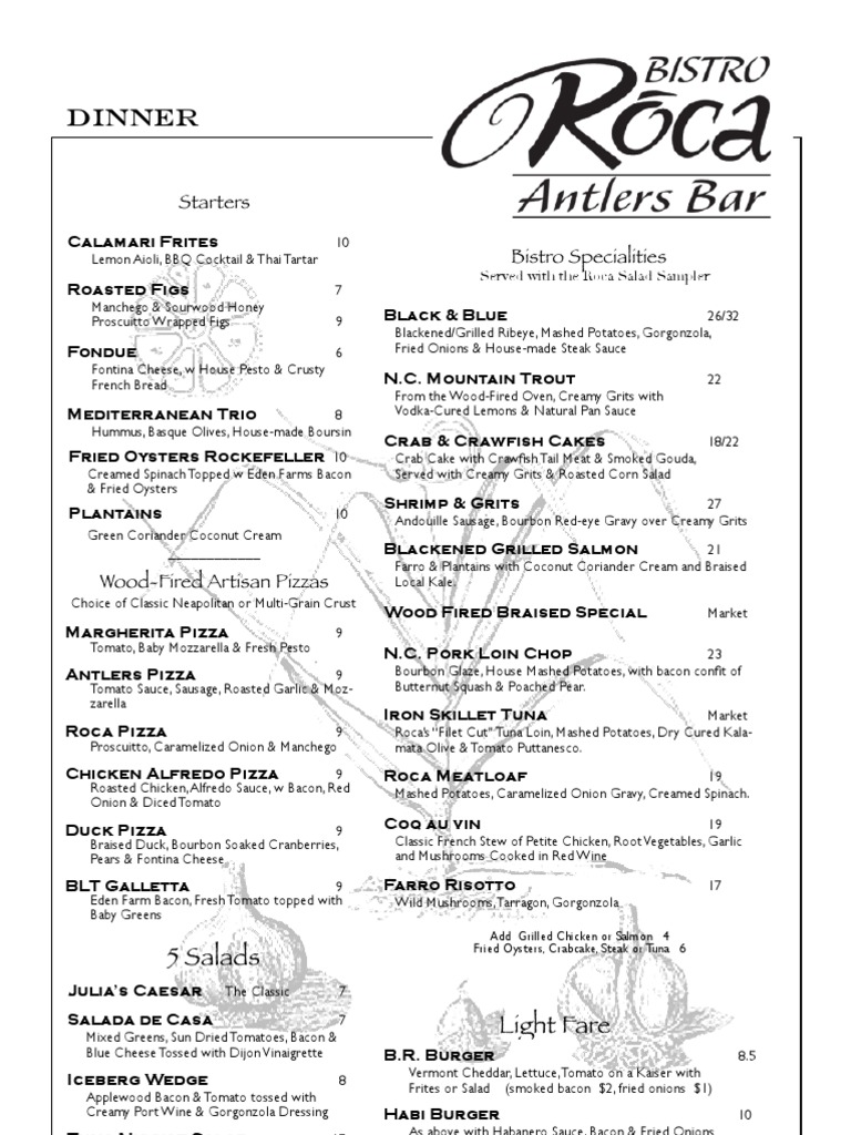 Dinner Starters Bistro Specialities PDF Bacon Salad