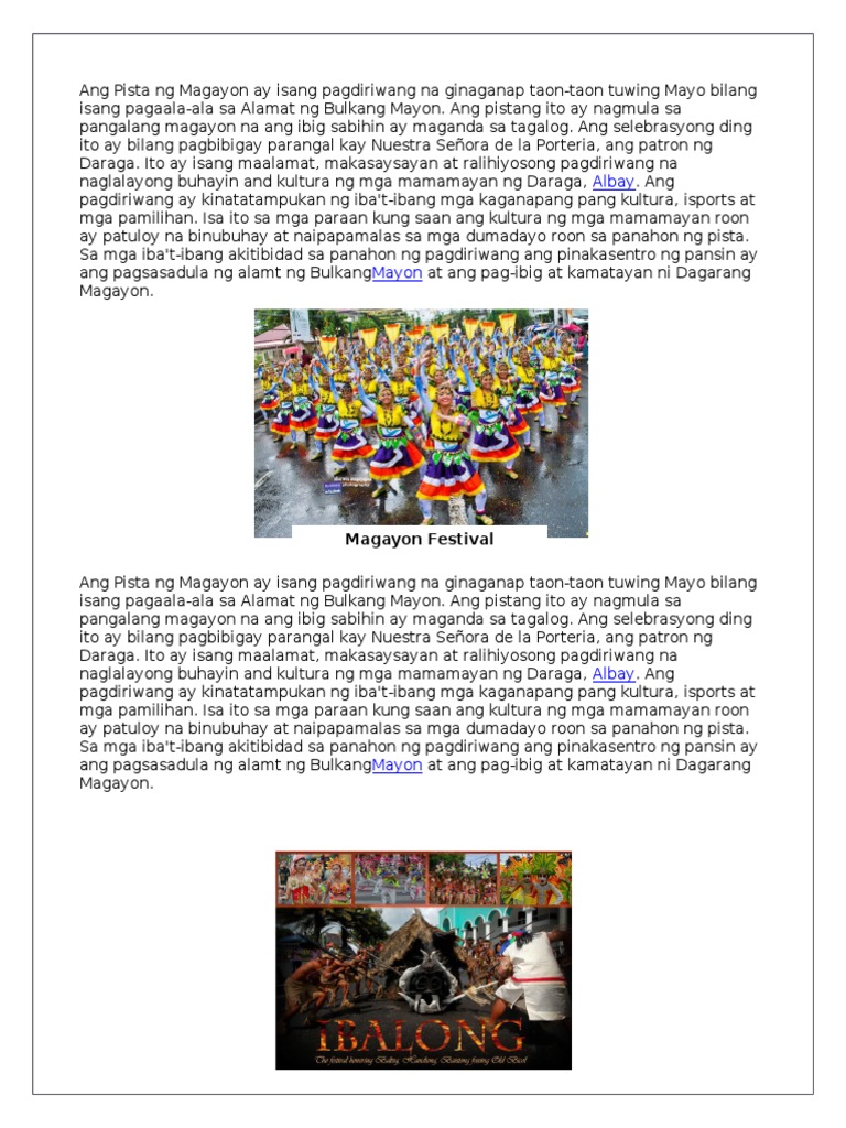 Mga Festival Sa Luzon, Visayas, Mindanao | PDF