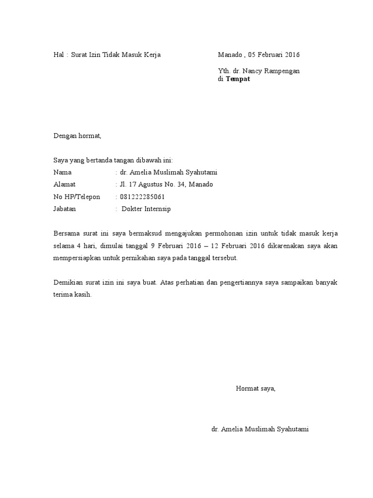 SuratIjinTidakMasukKerja.doc