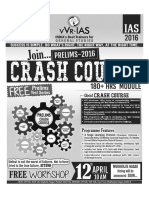 UPSC IAS GS Crash Course 2016 Delhi & Hyderabad Classroom Schedule