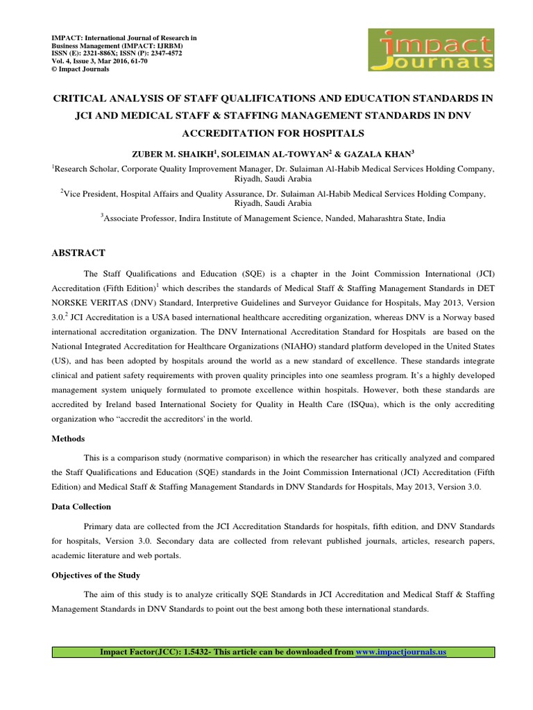 Critical Analysis of Staff Qualifications and Education Standards in