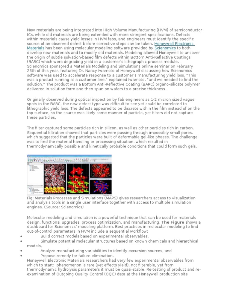 Molecular Modeling in Semiconductor Yield Optimization | PDF ...