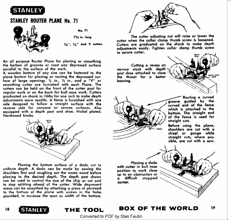 Stanley 71 Plane Manual | PDF