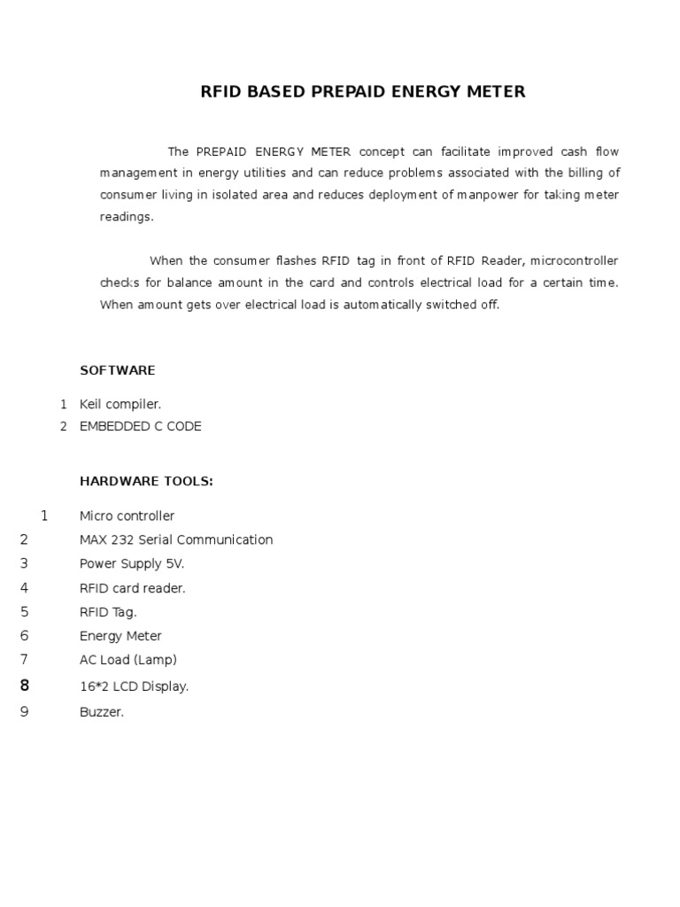 Rfid Based Prepaid Energy Meter | PDF | Computers