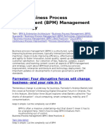 Topic: Business Process Management (BPM) Management & Strategy