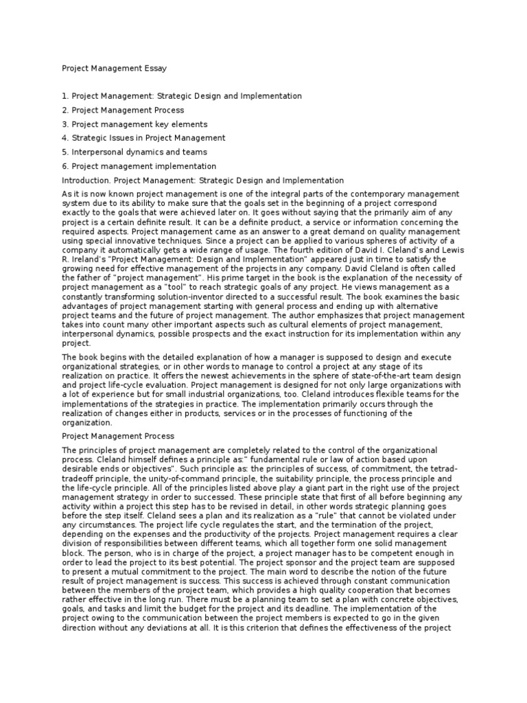 essay on the study of management