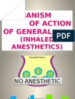 Mechanism of Action of General: (Inhaled Anesthetics)