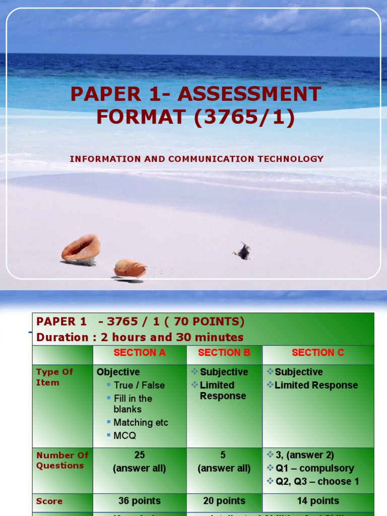 ICT Assessment Format Overview | PDF