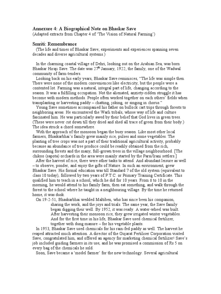 A Biographical Note On Bhaskar Save | PDF | Agronomy | Natural Resource ...