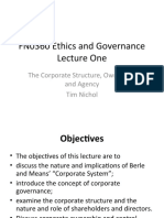 FN0360 Ethics and Governance Lecture One: The Corporate Structure, Ownership and Agency Tim Nichol