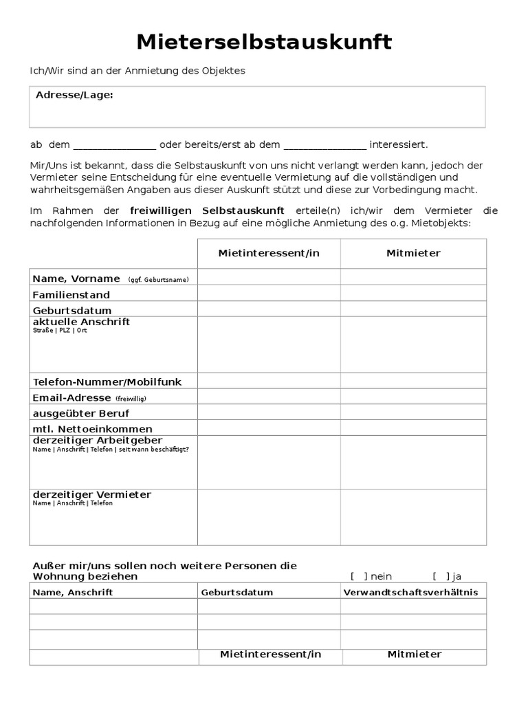 MIETERSELBSTAUSKUNFT KOSTENLOSE VORLAGE PDF DOWNLOAD visual data 5