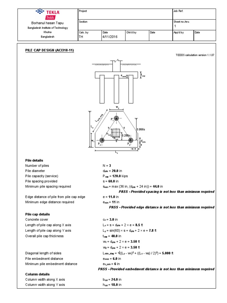 RC Pile Cap Design ACI318 Deep Foundation Column