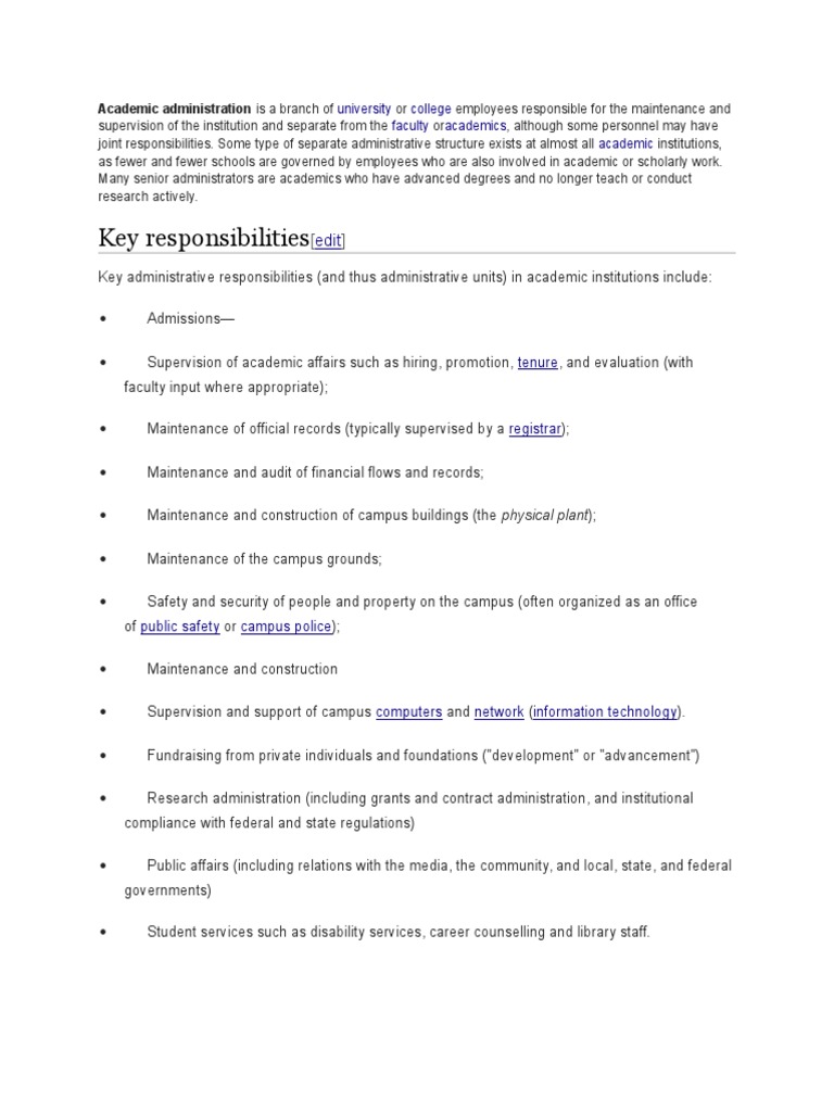 Academic Administration Roles | PDF | Computers