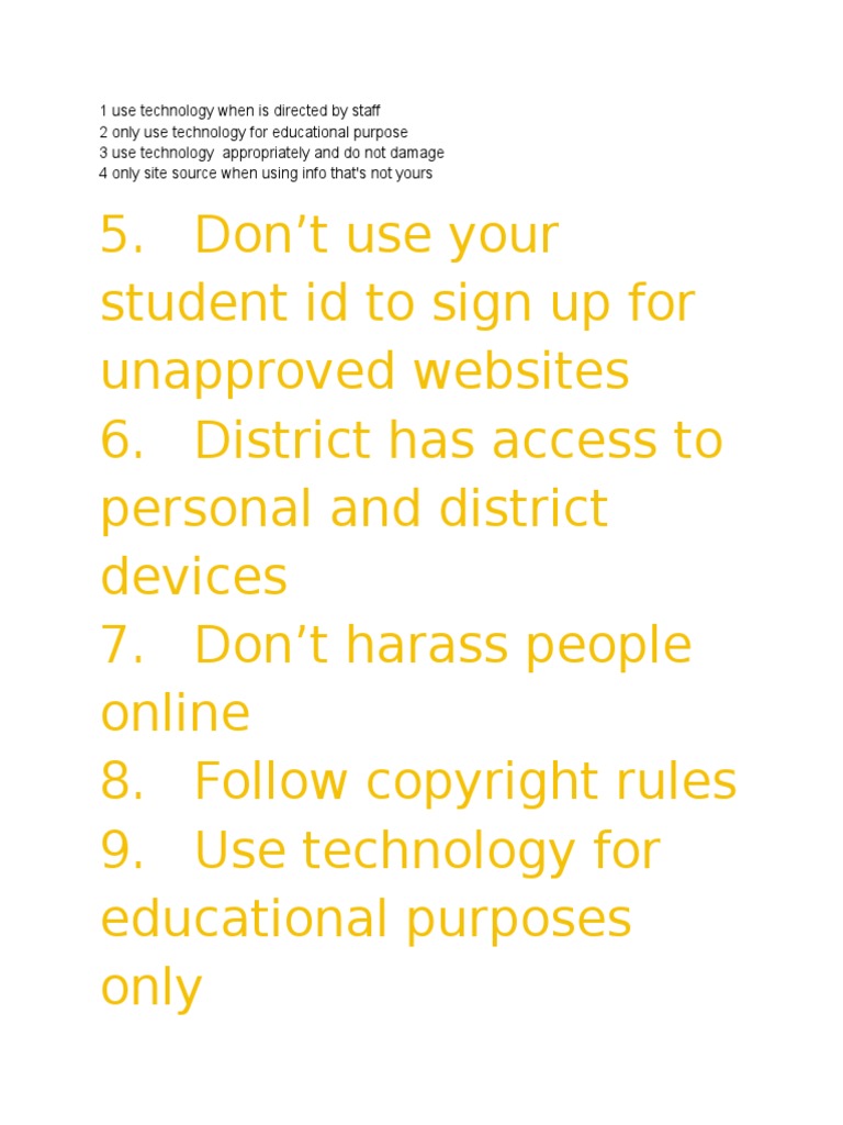 Technology Use Guidelines at Ivinar Park | PDF