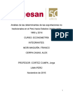 Análisis de Las Determinantes de Las Exportaciones No Tradicionales en El Perú Hacia Estados Unidos Entre 1993 y 2014