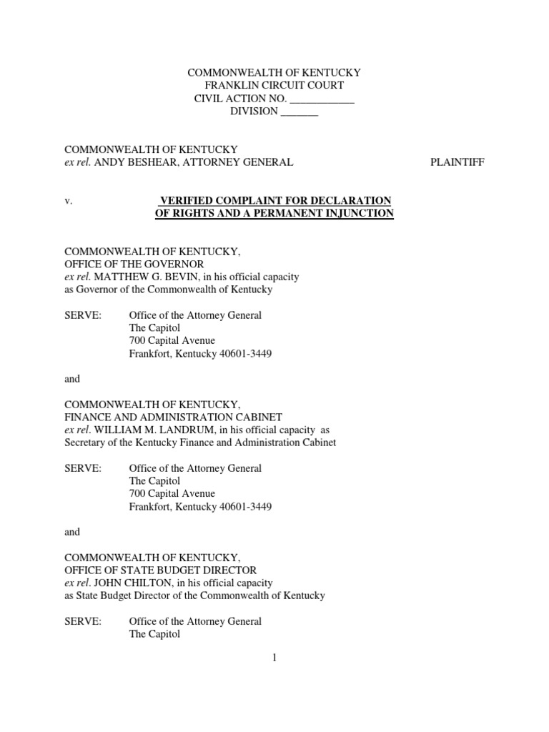 Andybeshear Complaint Federal Government Of The United States
