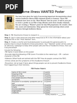 chapter 2-food borne illness wanted poster