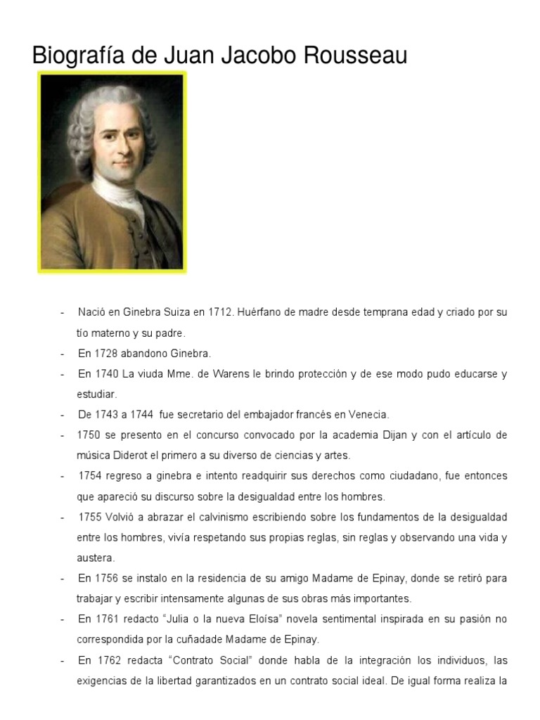Biografía de Juan Jacobo Rousseau.docx JeanJacques Rousseau Política