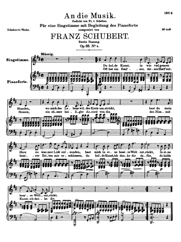 Schubert D547 An Die Musik | PDF