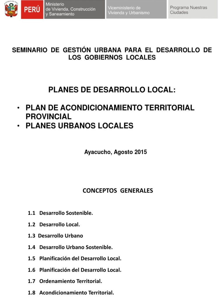 PLANES DE DESARROLLO LOCAL Todo SGU AYACUCHO 2015 PDF | PDF ...