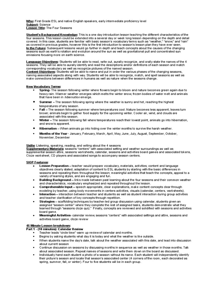 first grade science seasons lesson pdf lesson plan curriculum