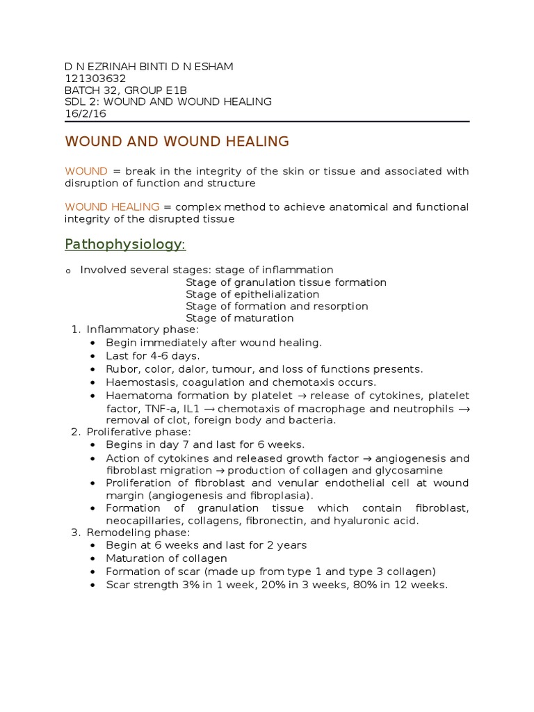 SDL 2 Wound and Wound Healing | PDF | Wound Healing | Medical Specialties