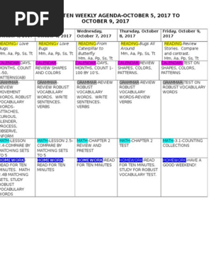 weekly agenda