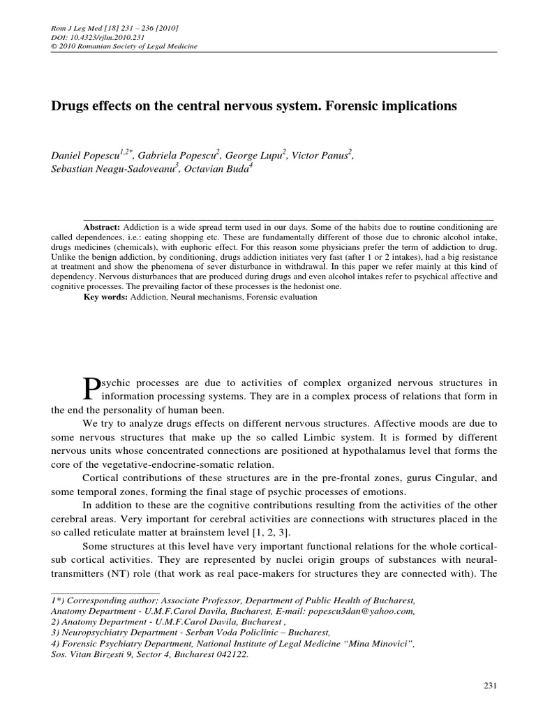 Drugs Effects On The Central Nervous System | PDF | Substance ...